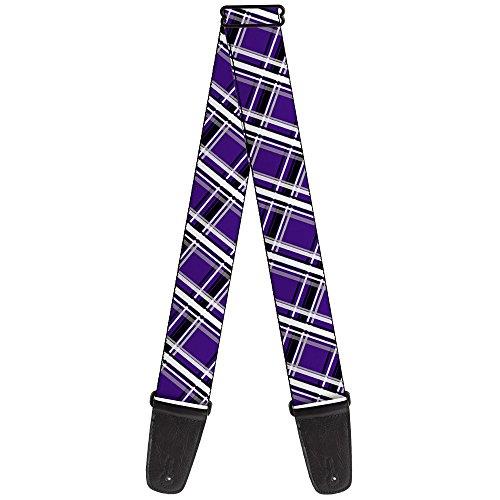 Buckle-Down Premium Guitar Strap, Houndstooth Grey/Purple/White, 29 to 54 Inch Length, 2 Inch Wide