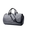 Gym Duffel Bags, 22L Canvas Travel Luggage Bag, Waterproof Gym Bag with Shoes Compartment for Women, Men(Grey)