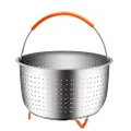 House Again Original Sturdy Steamer Basket for 6 or 8 Quart Pressure Cooker, 304 Stainless Steel Steamer Insert with Silicone Covered Handle