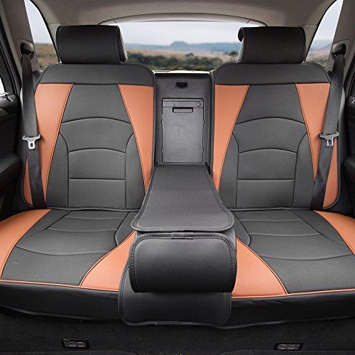 FH Group Car Seat Cover for Back Seat Faux Leather - Universal Fit, Rear Seat Covers for Cars with Rear Split Bench, Car Seat Cushions, Car Interior Accessories for SUV, Sedan, Van Brown Black