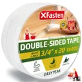 XFasten Tear-by-Hand Double Sided Tape, 3/4-Inch by 20-Yards (3-Pack), Easy Tear for DIY Crafts, Woodworking and Carpet Installation