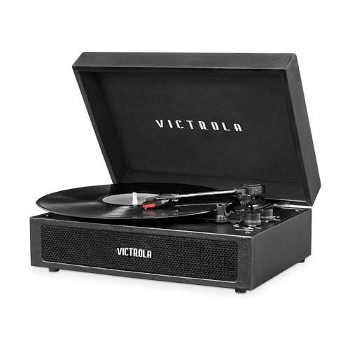 Victrola Parker Bluetooth Suitcase Record Player with 3-Speed Turntable, Black