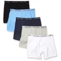 Calvin Klein Little Modern Cotton Boxer Briefs, 5 Pack Breathable Underwear for Boys, Black, Grey, White, Light Blue, Navy, Large