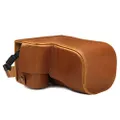 MegaGear MG1806 Compatible Ever Ready Leather Camera Case with Sony Alpha A6600, Light Brown, 18-135mm (MG1806)