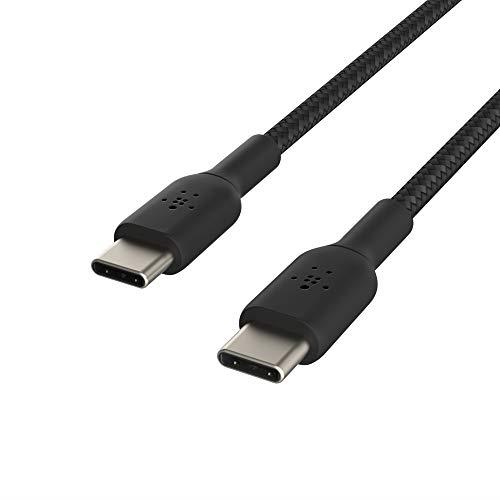 Belkin CAB004bt1MBK Braided USB-C to USB-C Cable (Boost Charge USB-C Cable, USB-C Fast Charge Cable for Note10, S10, Pixel 4, iPad Pro and More) USB Type-C Fast Charging Cable, Black, 3.3 Feet