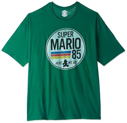 Nintendo Men's Super Mario Running Profile 1985 T-Shirt, Kelly Green, X-Large