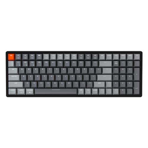 Keychron K4 v2 Bluetooth 5.1 Wireless/USB Wired Gaming Mechanical Keyboard, RGB LED Backlit, Hot-Swappable Switch, Aluminum Frame Compact 100 Keys for Mac and Windows (Blue Switch)
