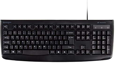 Kensington Pro Fit Washable Wired Keyboard, Full-Size with Numeric Keypad, Waterproof Design with USB Connection, Compatible with Windows & Apple, Durable Laser-Etched Keys - K64407WW,Black