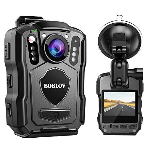 BOBLOV M5 2K Body Camera, 64GB Body Worn Camera, GPS Enabled &1440P Police Camera, Built-in 4200mAh Battery for 15 Hours Record, IP67 Cam, Law Enforcement with Car Suction Mount