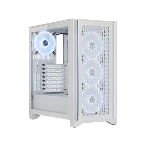 CORSAIR iCUE 4000D RGB Airflow QL Edition Mid-Tower Case - True White (Four CORSAIR QL120 RGB Fans - Included CORSAIR iCUE Lighting Node CORE - Easy Cable Management - 136 RGB LEDs) White