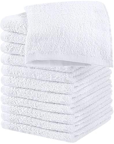 Utopia Towels Cotton Washcloths Set - 100% Ring Spun Cotton, Premium Quality Flannel Face Cloths, Highly Absorbent and Soft Feel Fingertip Towels (12 Pack, White)