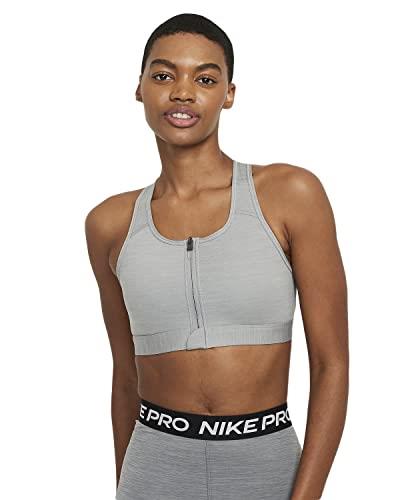 Nike Dri-FIT Swoosh Women’s Medium-Support Padded Zip-Front Sports Bra (as1, Alpha, x_s, s, Regular, Regular, Grey, XS)