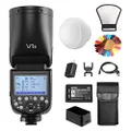 Godox V1-S + ML-CD15 Flash Diffuser, TTL Camera Round Flash Speedlite for Canon Camera, 2.4G Wireless Control 1/8000 HSS, 480 Full Power Flashes, 1.5s Recycle Time