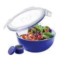 Smash 1 Litre Salad Bowl with Dressing Pot, Blue