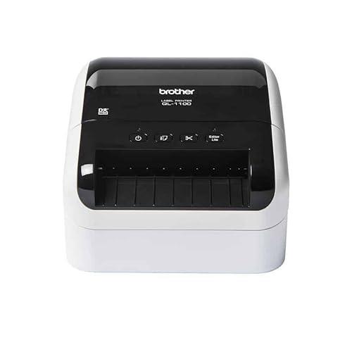 Brother QL-1100C Label Printer | Shipping Labeller | PC Connected | Desktop | Wide Format 4 Inch Labels,Black, White
