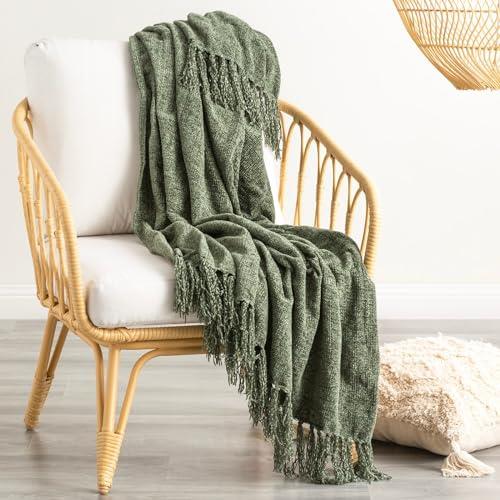 Renee Taylor Newland Polyester Chenille Throw, 130 cm x 170 cm Size, Greenlake