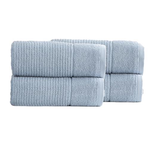 Renee Taylor Cambridge Waffle 650 GSM Textured Bath Sheet 4-Pieces Pack, Blue Mirage