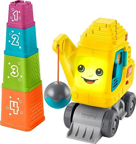 Fisher-Price Baby & Toddler Learning Toy Count & Stack Crane with Blocks, Lights, Music & Sounds for Infants Ages 9+ Months