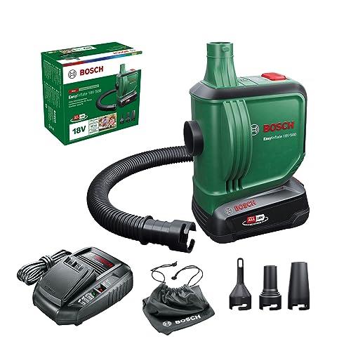 Bosch 18V Cordless Air Pump With 2.5Ah Battery, Charger and 3x Nozzles, for Inflating or Deflating Airbeds, Paddling Pools and Other Toys (EasyInflate 18V-500)