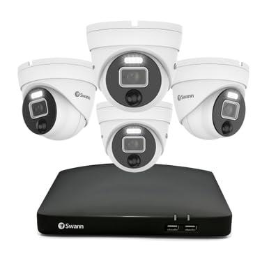 Swann Security System with 5680 DVR 2TB HDD Recorder, PRO Dome Cameras, 8 Channel 4 Cam, 4K Ultra HD Indoor Outdoor Wired Surveillance, Colour Night Vision, True Detect™ Heat Motion Detection