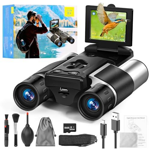 2" LCD Digital Binoculars with Camera 12X32 40MP 2.5K Video Photo Recorder Camcorder for Bird Watching Football Game Concert 32GB