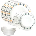 Corelle Vitrelle 18 Piece Glass Dinnerware Sets, Service for 6, Triple Layer Chip & Crack Resistant Glass Plate and Bowl Sets, Anders