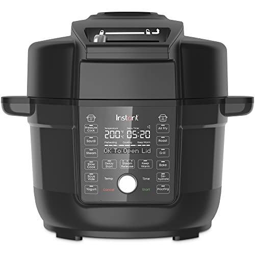 Instant Pot Duo Crisp Ultimate Lid, 13-in-1 Air Fryer and Pressure Cooker Combo, Sauté, Slow Cook, Bake, Steam, Warm, Roast, Dehydrate, Sous Vide, & Proof, App With Over 800 Recipes, 6.5 L, Black