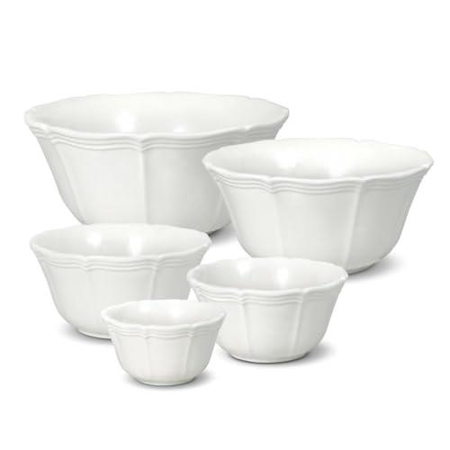 Mikasa French Countryside Stackable Bowls, Set of 5,White