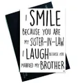 Funny Birthday Cards Funny Wedding Cards, Card for Sister in Law Smile Laugh Married My Brother Christmas Cards Family Banter Humour PC403