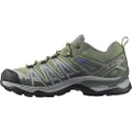 Salomon X Ultra Pioneer Aero Women's Hiking Shoes, Secure Foothold, Stable & Cushioned, and Extra Grip, Oil Green Castor Gray Amparo Blue, 7.5 US