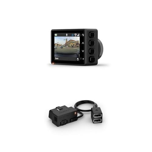 Garmin Dash Cam 47, 1080p Dash Cam, GPS Enabled with 140-Degree Field of View (010-02505-01) with Compatible Garmin Constant Power Cable Bundle
