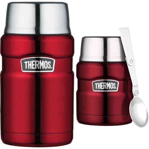 Thermos® Stainless Kingâ„¢ Vacuum Insulated Food Jar, 710ml, Red, SK3020RAUS and Thermos Stainless King Vacuum Insulated Food Jar, 470ml, Red, SK3000RAUS