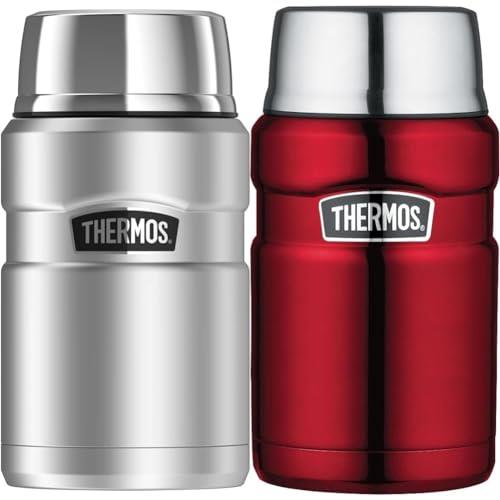 Thermos Stainless King Vacuum Insulated Food Jar, 710ml, Stainless Steel, SK3020ST4AUS and Thermos® Stainless Kingâ„¢ Vacuum Insulated Food Jar, 710ml, Red, SK3020RAUS