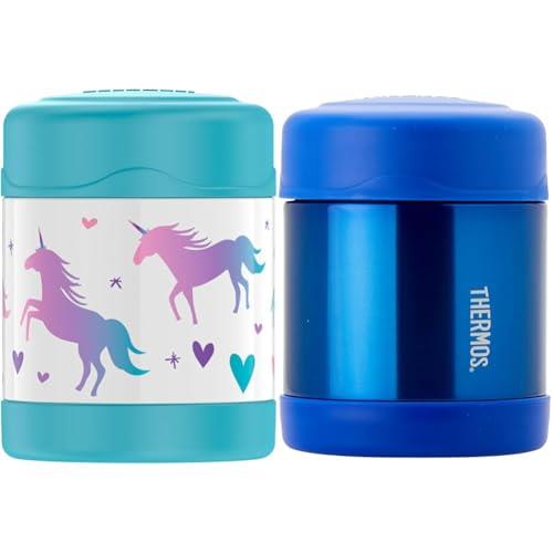 Thermos FUNtainer Insulated Food Jar, Unicorn, F30019UN6AUS and Thermos FUNtainer Insulated Food Jar, 290ml, Blue, F3003BL6AUS