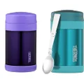Thermos FUNtainer Vacuum Insulated Food Jar, 470ml, Purple, F3024PU6AUS and Thermos Stainless Steel Vacuum Insulated Food Jar, 470ml, Teal, TS3015TL4AUS