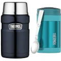 Thermos Stainless King Vacuum Insulated Food Jar, 710ml, Midnight Blue, SK3020MBAUS and Thermos Stainless Steel Vacuum Insulated Food Jar, 470ml, Teal, TS3015TL4AUS