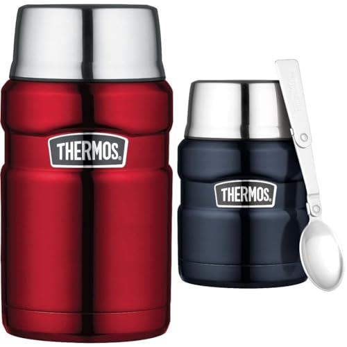 Thermos® Stainless Kingâ„¢ Vacuum Insulated Food Jar, 710ml, Red, SK3020RAUS and Thermos Stainless King Vacuum Insulated Food Jar, 470ml, Midnight Blue, SK3000MBAUS