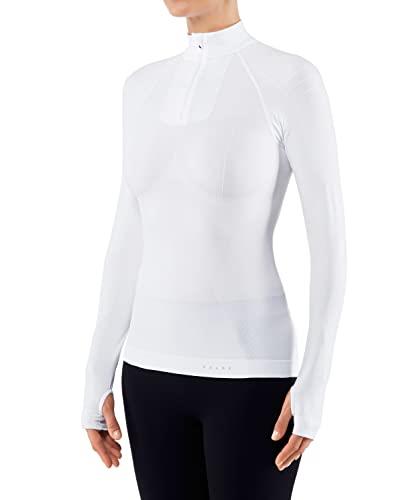 FALKE Women Warm Tight Fit Zip Long Sleeve Shirt - Sports Performance Fabric, White (White 2860), XS, 1 Piece