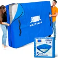 MattSafe Mattress Bags for Moving and Storage (King Size) - Mattress Cover for Moving - Heavy Duty, 8 Handles and Strong Zipper Closure - Mattress Storage Bag - Moving Supplies & Moving Bags