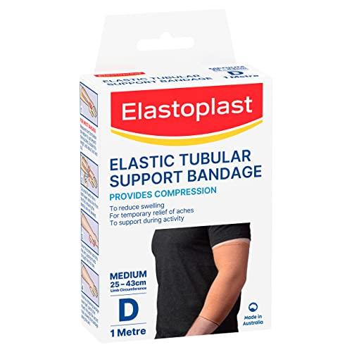 Elastoplast Elastic Tubular Support Bandage, Provides Compression to Reduce Swelling, Size Medium D, Suitable for Elbows and Knees, 1m Length 25 – 43cm Circumference, compression tube bandage, tubular compression bandage, tubigrip knee