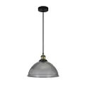 Lexi Lighting Tristan Glass Pendant Light, Ribbed Glass Bowl, Grey, Vintage Loft/Lounge Edison Hanging Lamps, Adjustable Drop Cable, D29.5cm, Elegant and Stylish Aesthetic for Dining or Bar Setting