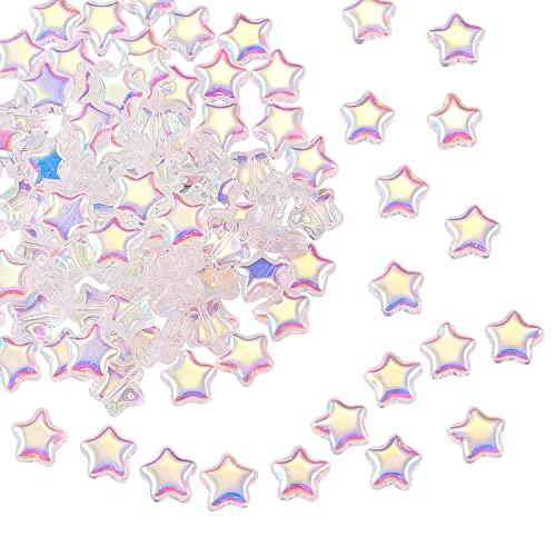 UR URLIFEHALL 100 Pcs Clear AB Spray Painted Glass Star Beads for Earring Bracelet Necklace Jewelry DIY Craft Making (Type2)