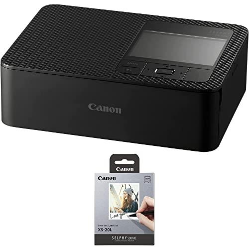 Canon 5539C001 SELPHY CP1500 Wireless Compact Photo Printer, Black Bundle SELPHY Color Ink/Label XS-20L Set (20 Sheets + 1 Ink Cassette)