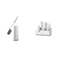 Joseph Joseph Flex - Smart Hygienic Silicone Toilet Brush with Holder Set and EasyStore - Bathroom Storage Caddy Organiser for Bathroom Accessories - Grey/White