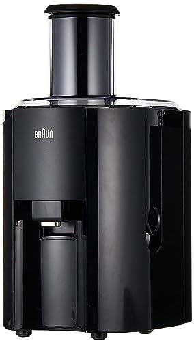 Braun J300 Spin Juicer extractor for whole fruit, citrus & vegetables 800 Watt, 2 speeds, anti splash spout, dishwasher safe parts- Premium Black