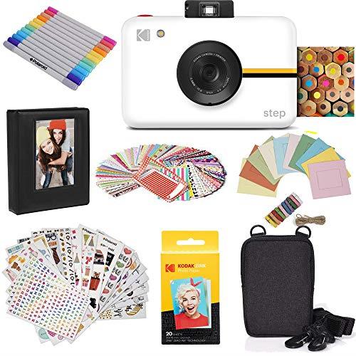 KODAK Step Digital Instant Camera with 10MP Image Sensor, Zink Zero Ink Technology (White) Gift Bundle