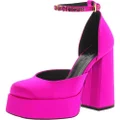 Versace Womens Satin Platform Pumps Pink 37.5 Medium(B,M)