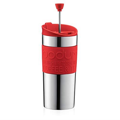 BODUM Travel French Press Coffee Maker, Vacuum, Small, 0.35 L - Red