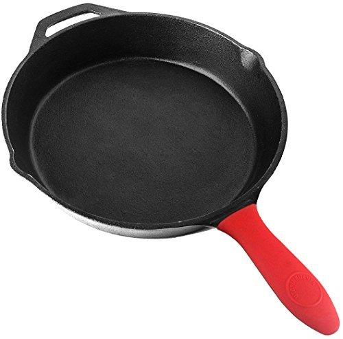 Utopia Kitchen 12.5 Inch Pre-Seasoned Cast Iron Skillet with Silicone Hot Handle Holder -