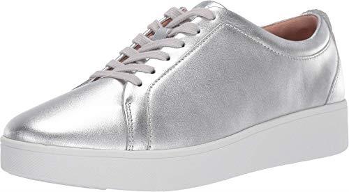 Fitflop Women's Rally Leather Trainers, Silver, 38 EU